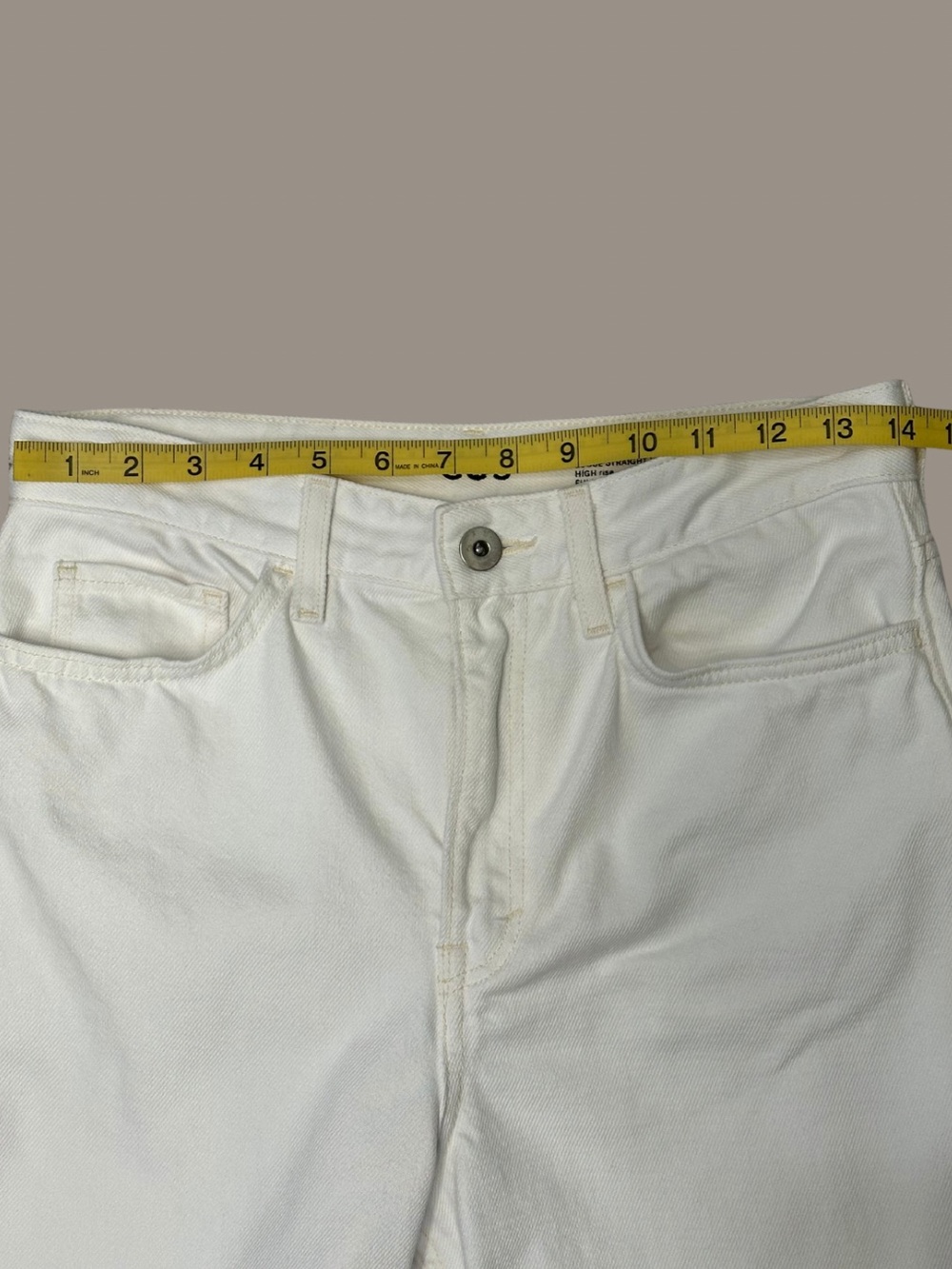 COS Column Straight-Leg Jeans Chalk Off-White High Rise Rigid Denim 27 Cotton - Picture 8 of 10